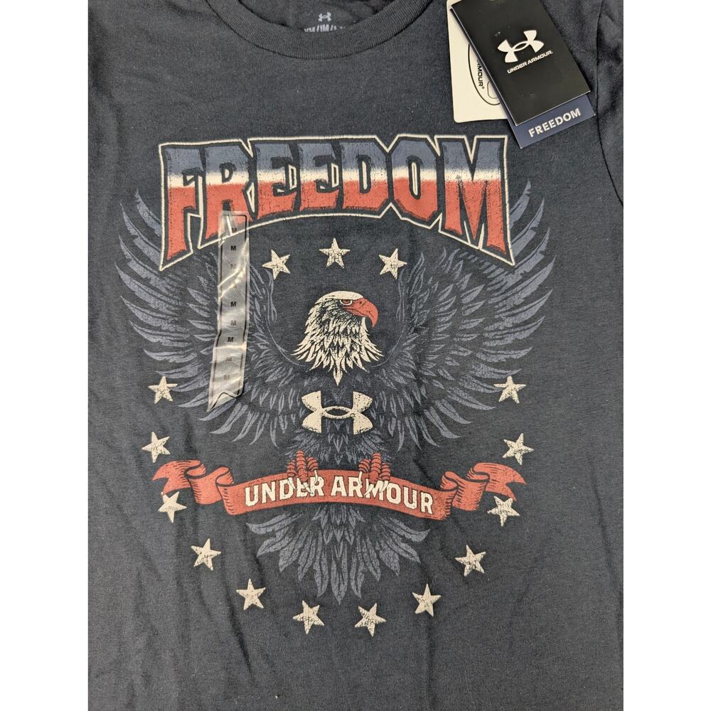 Under Armour Youth Medium Freedom Eagle Tee - Anthracite Charcoal/Navy/Red - Picture 2 of 4